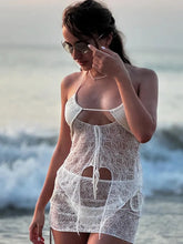 Mozision See Through Lace Hollow Out Sexy Two Piece Sets Women Halter Crop Tops And Mini Skirt Female Beach Club Skirt Sets